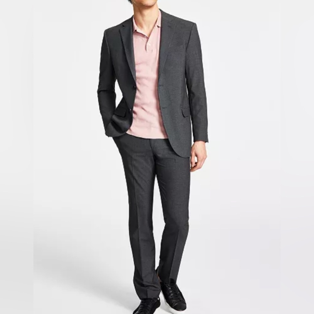 Nwt- DKNY Men- 2 pc slim fit suit- charcoal -38 s